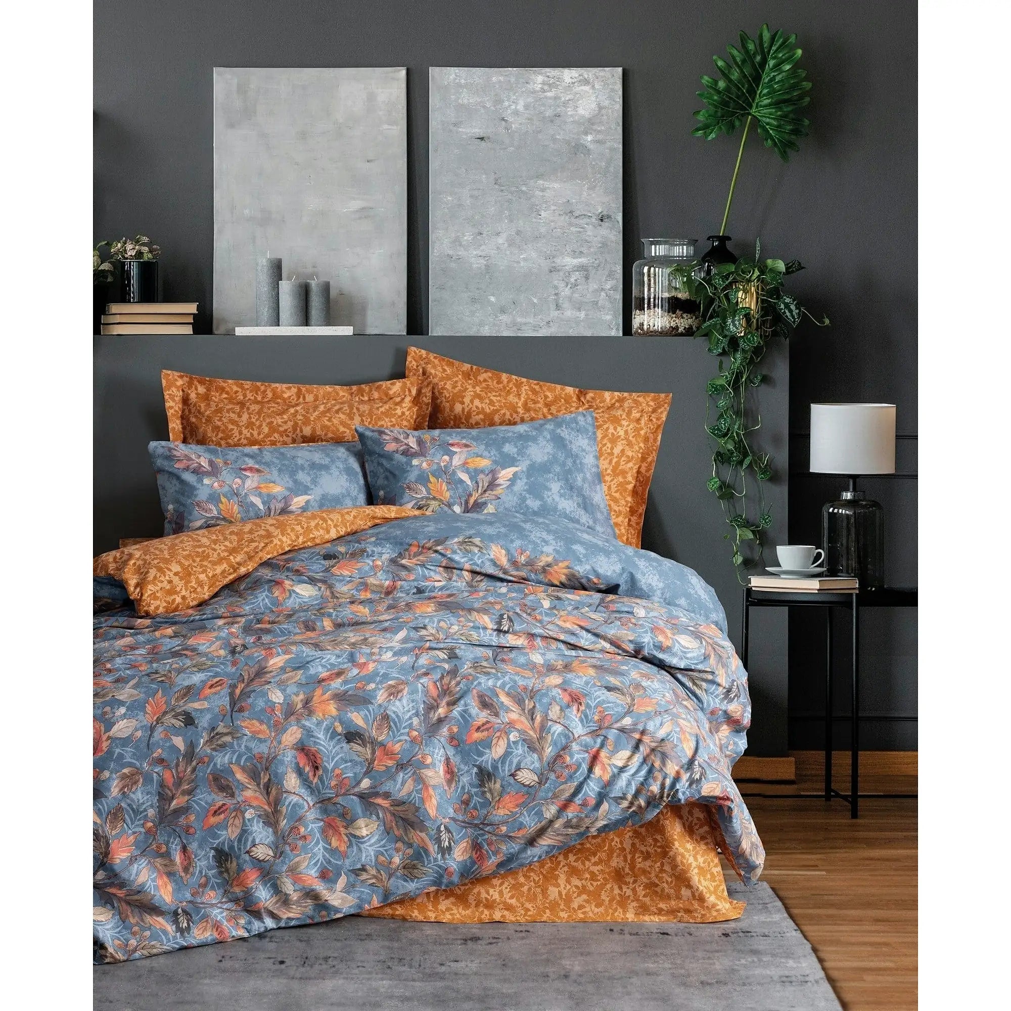 Set lenjerie pat dublu 129CTN4461, bumbac, multicolor, 240x260 cm, cu cearceaf pat, cearceaf pilota si 2 fete de perna