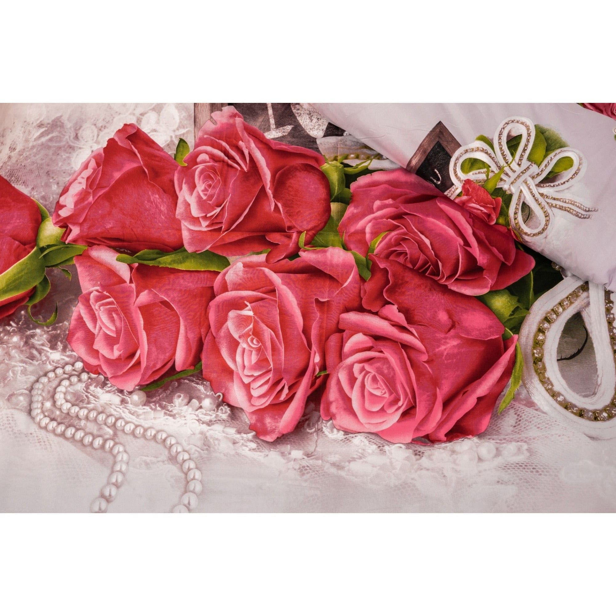 Set lenjerie pat LOVE 2, bumbac/poliester, multicolor, 220x230 cm, cu cearceaf pat, cearceaf pilota, 2 fete perna