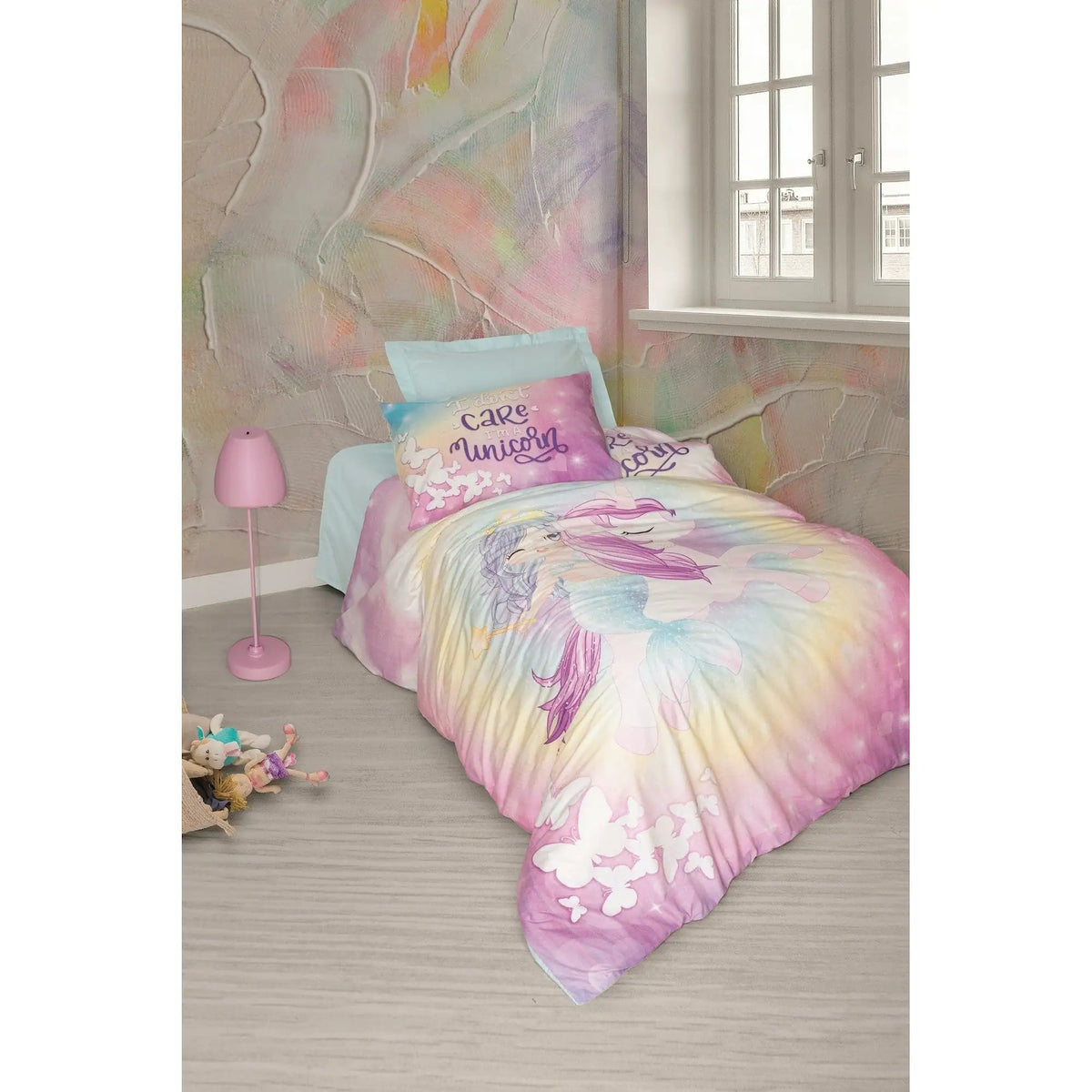Set lenjerie pat pentru copii 129CTN3132, bumbac, multicolor, 100x200 cm, cu husa pat, cearceaf pilota si fata de perna