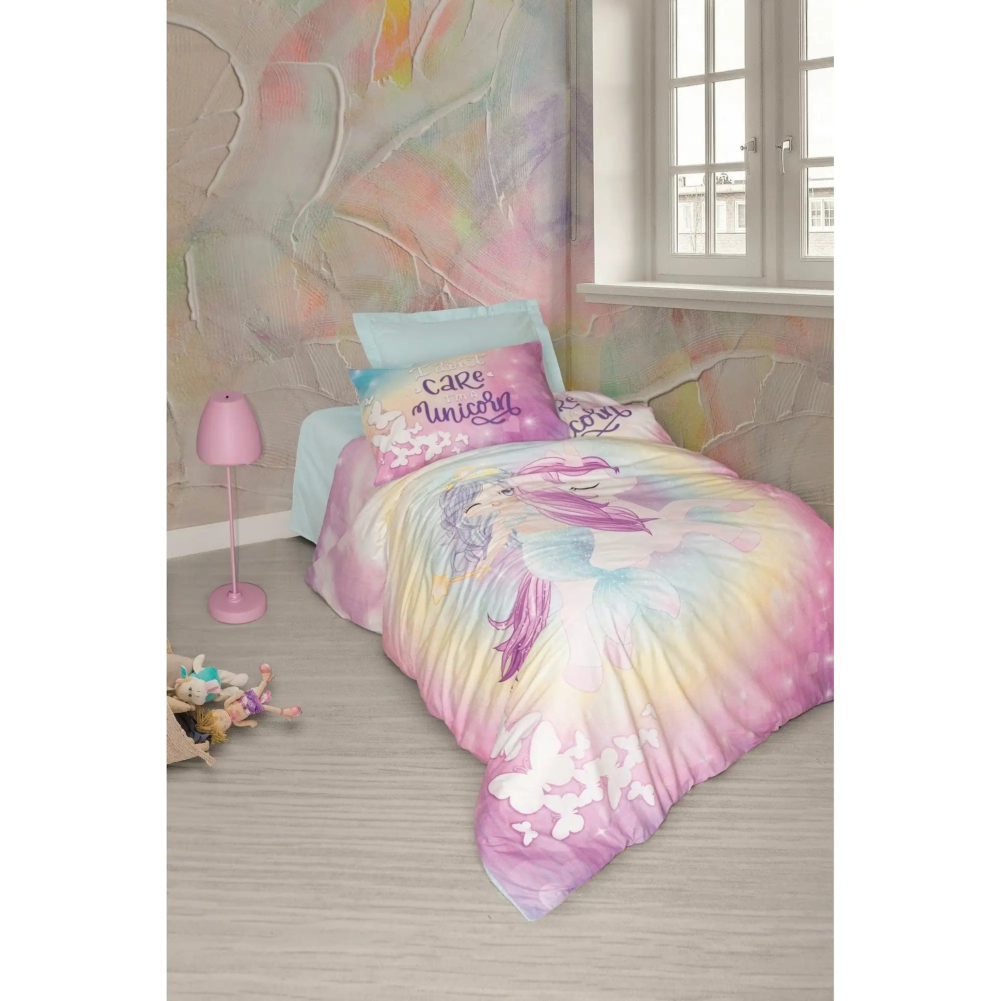 Set lenjerie pat pentru copii 129CTN3132, bumbac, multicolor, 100x200 cm, cu husa pat, cearceaf pilota si fata de perna