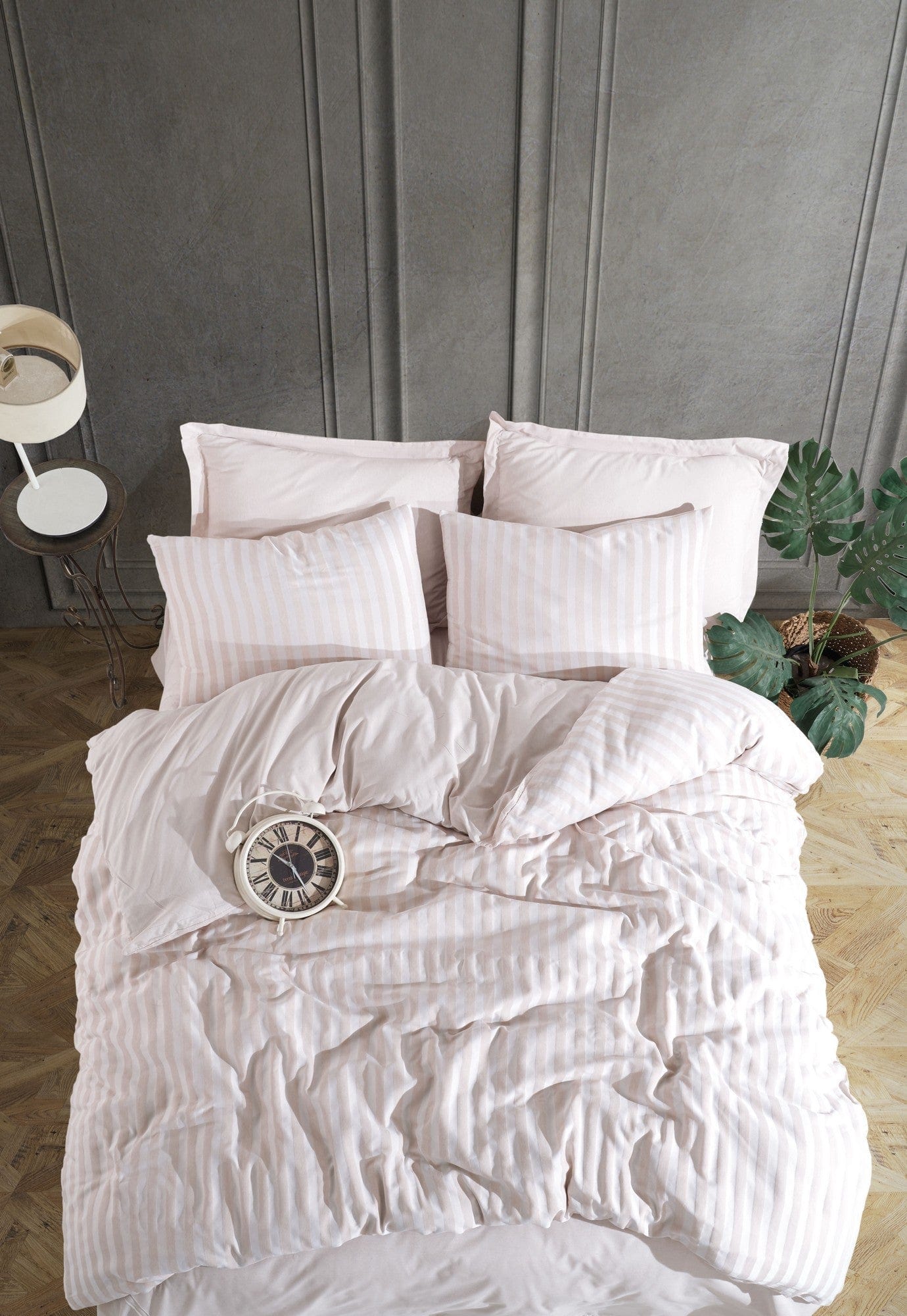 Set lenjerie pat ROAD POTLU, bej, bumbac/poliester, 200x220 cm, cu cearceaf pilota si 2 fete de perna