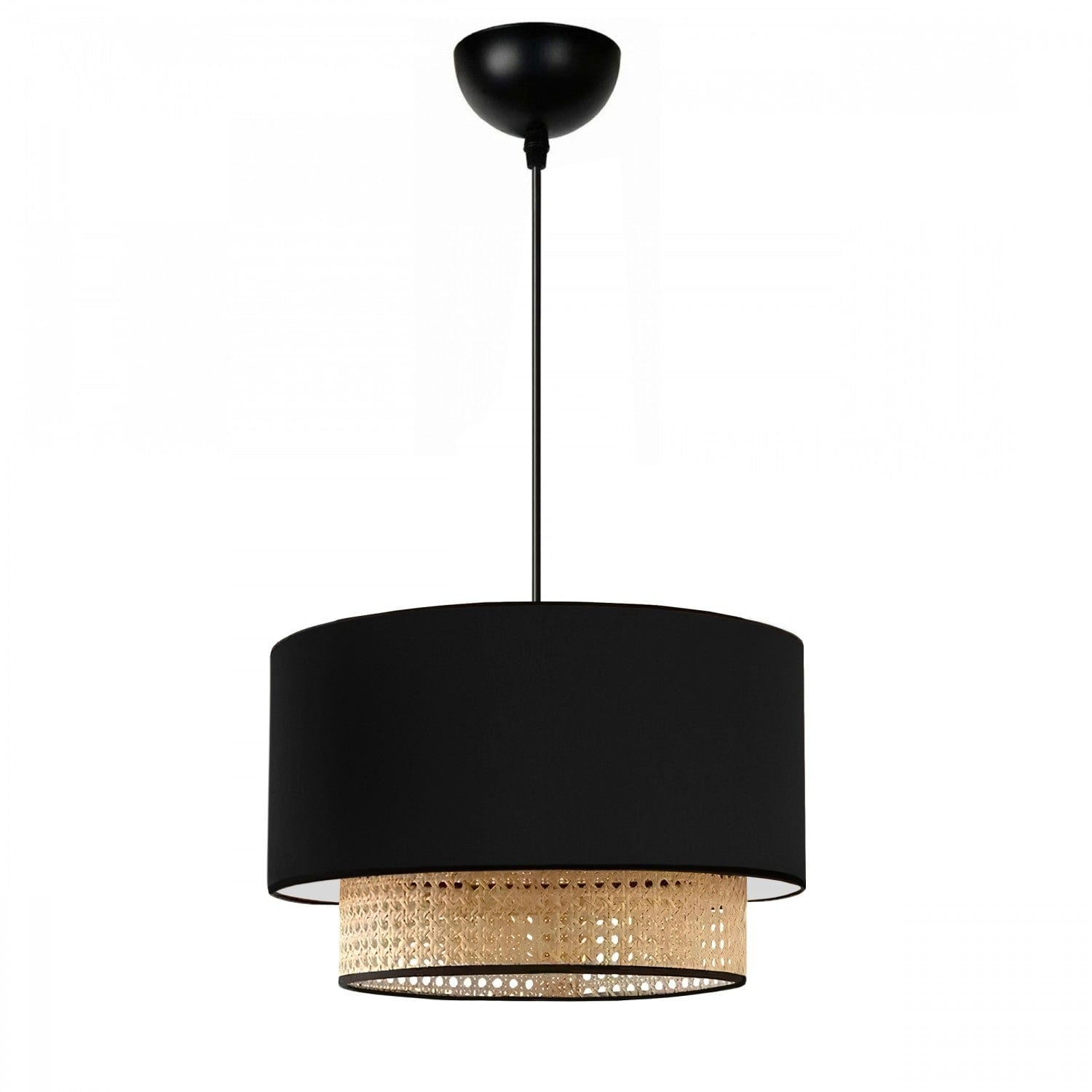 Set lustra si lampa AYD-3742, negru/bej, metal/ratan