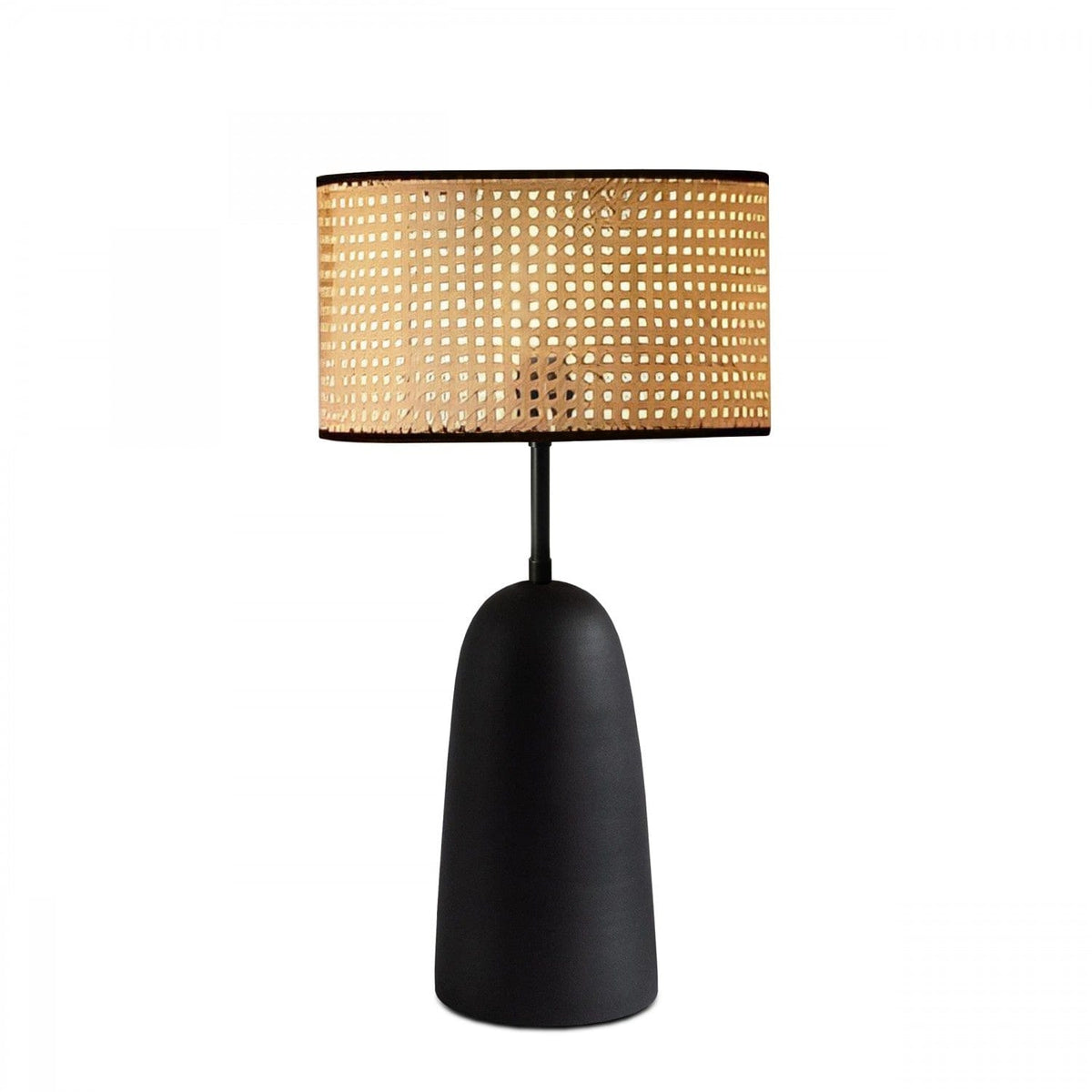 Set lustra si lampa AYD-3742, negru/bej, metal/ratan