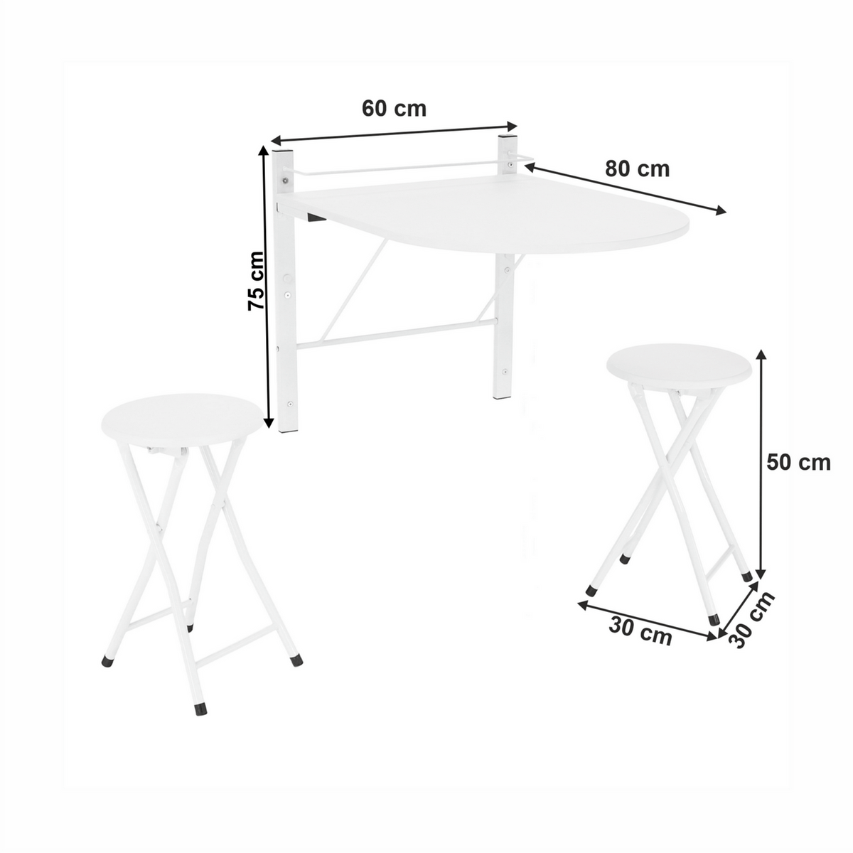 Set masa cu 2 scaune AMADEO, alb