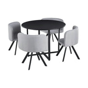 Set masa cu 4 scaune BEVAN NEW, gri deschis/negru