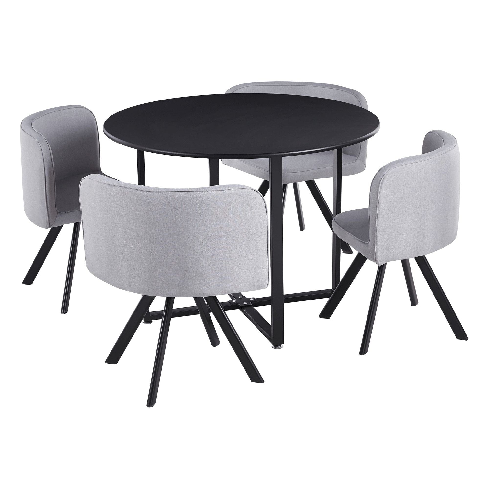 Set masa cu 4 scaune BEVAN NEW, gri deschis/negru