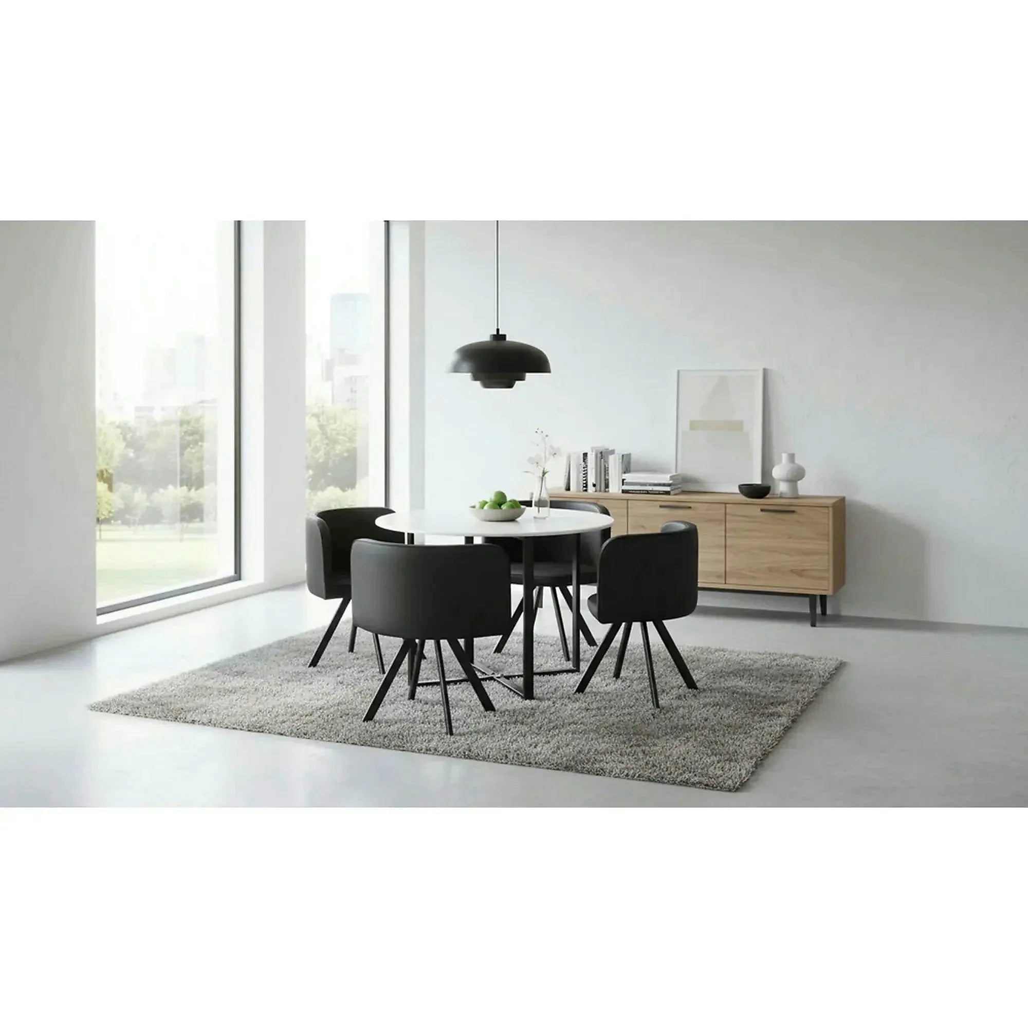 Set masa cu 4 scaune BEVAN NEW, negru/alb