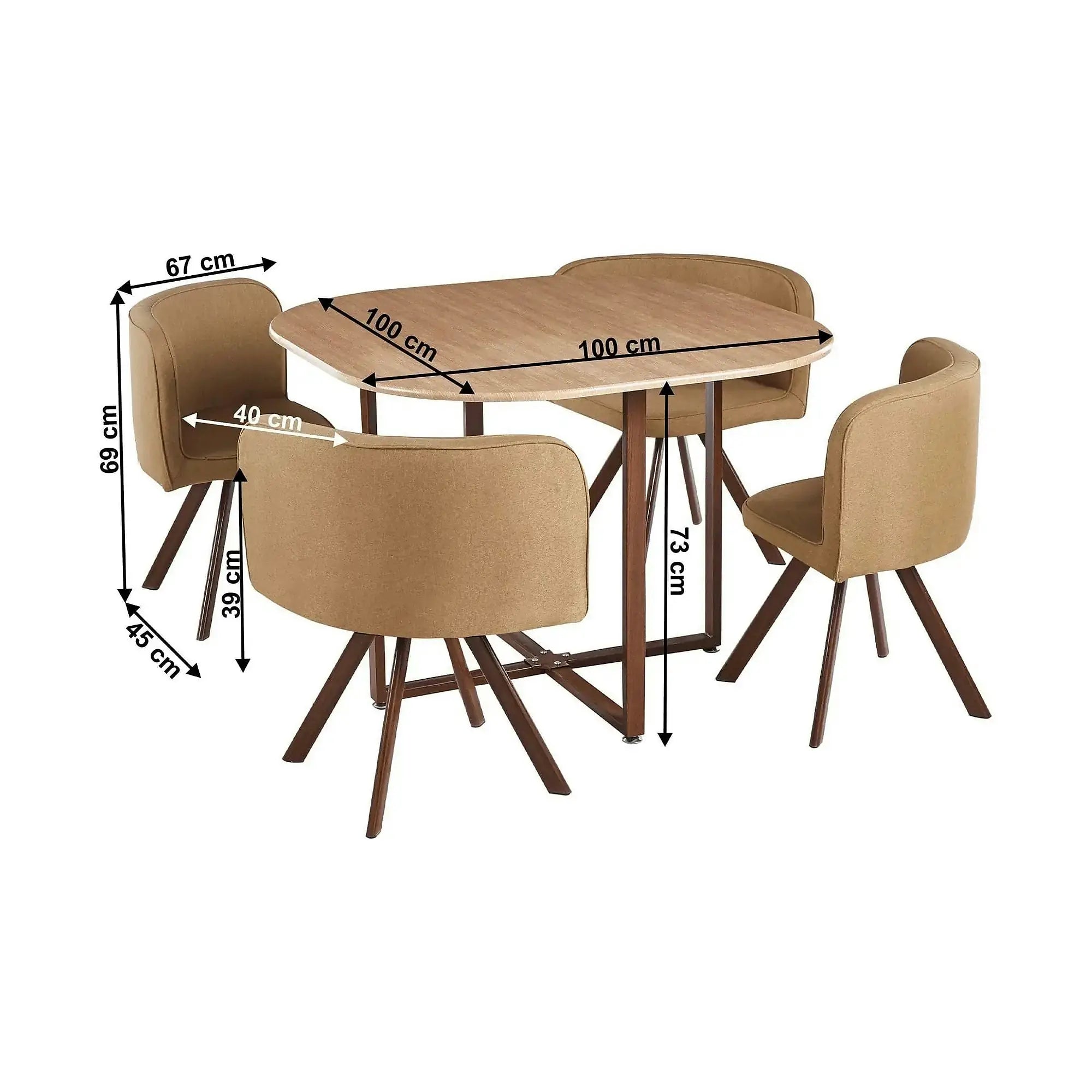 Set masa cu 4 scaune BEVIS NEW, stejar/maro