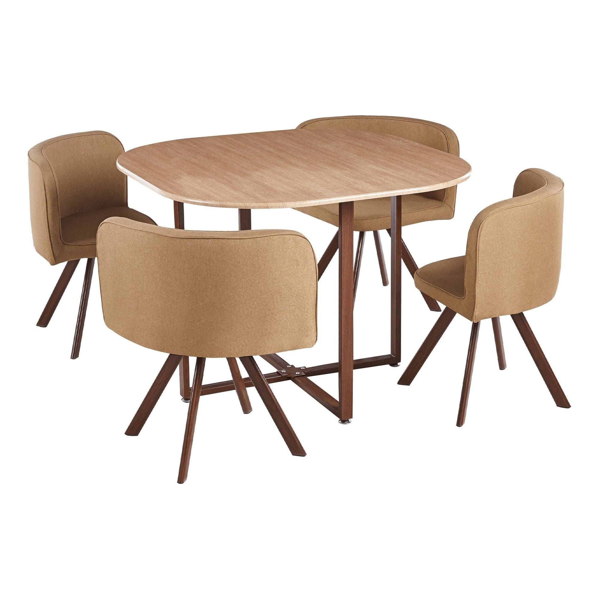 Set masa cu 4 scaune BEVIS NEW, stejar/maro