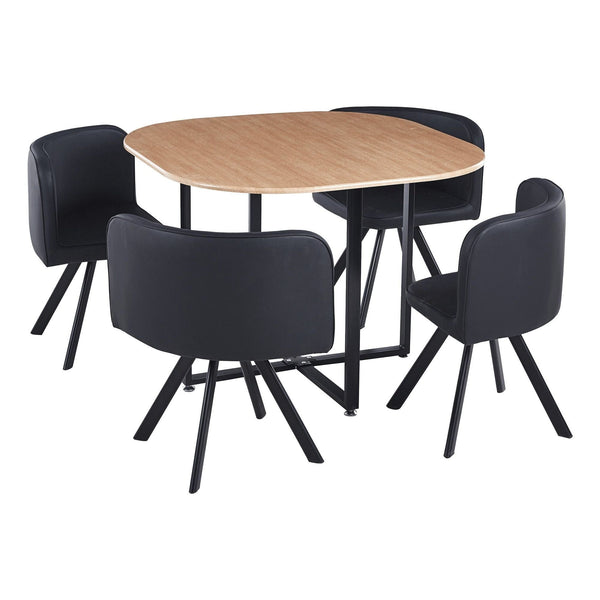 Set masa cu 4 scaune BEVIS NEW, stejar/negru