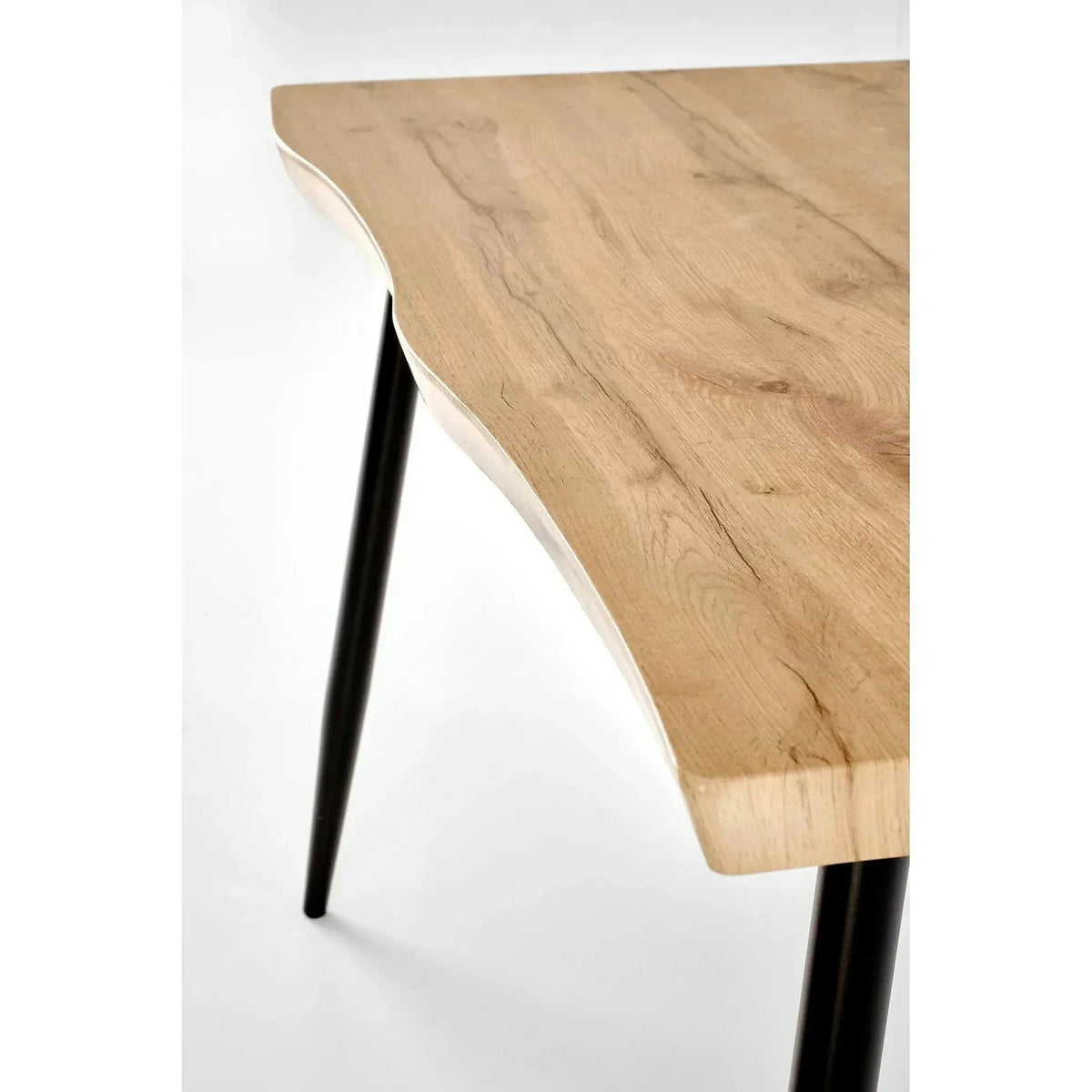 Set masa cu 4 scaune DICKY, stejar/negru/gri, stofa clasica/PAL/metal