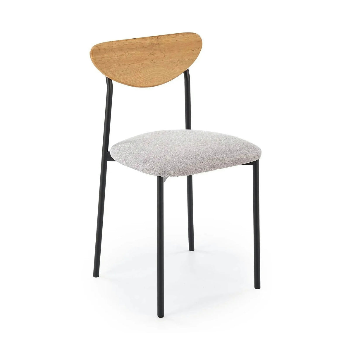 Set masa cu 4 scaune DICKY, stejar/negru/gri, stofa clasica/PAL/metal
