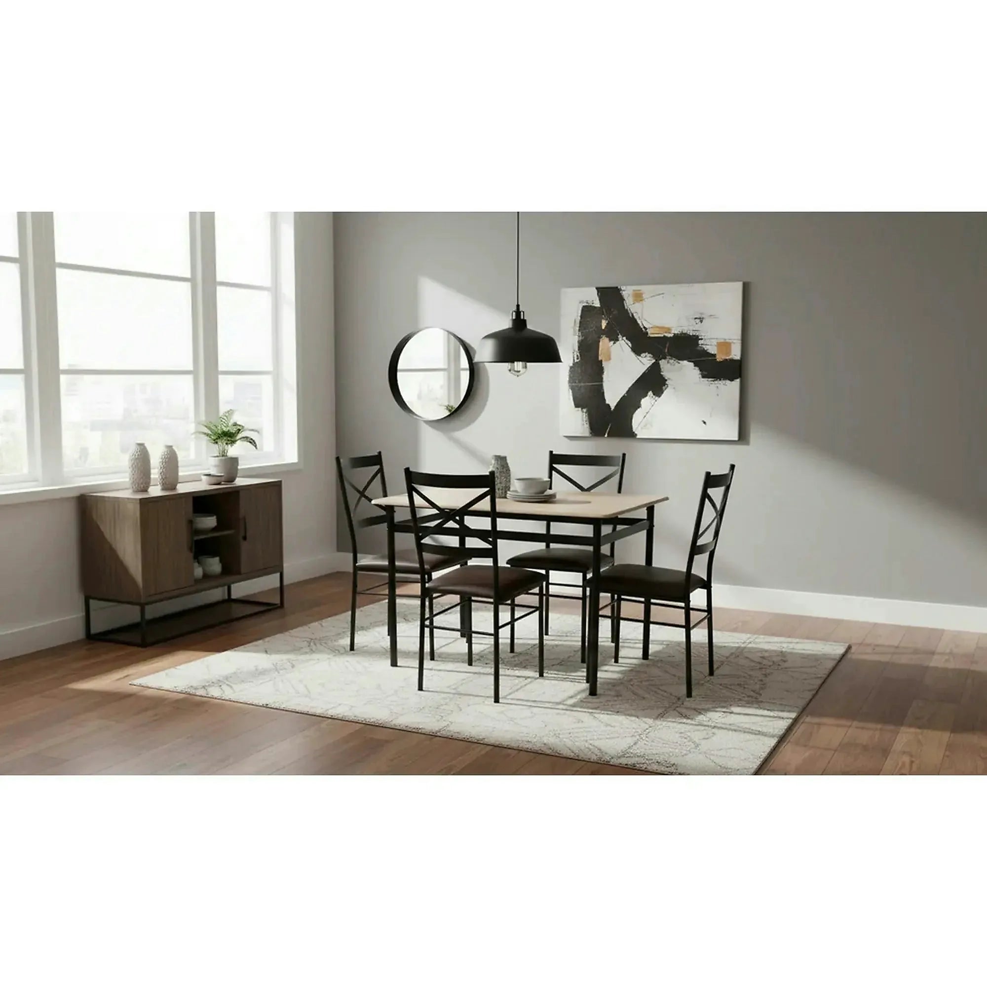 Set masa cu 4 scaune NAREN, stejar sonoma/negru