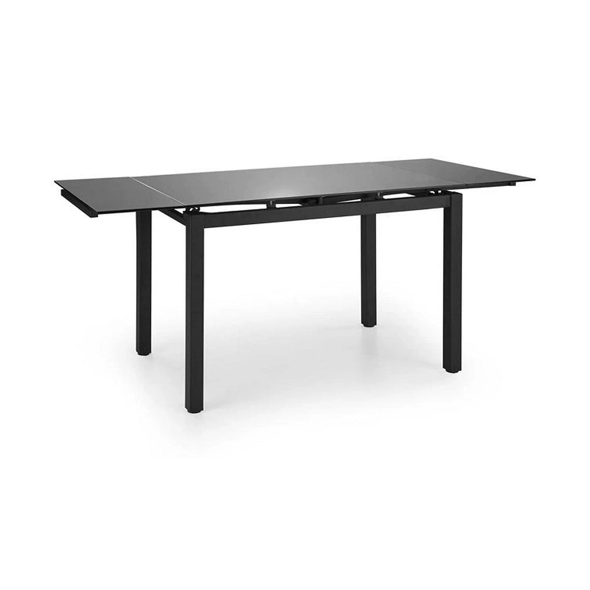 Set masa extensibila cu 4 scaune JASPER, gri/negru, stofa clasica/sticla/metal