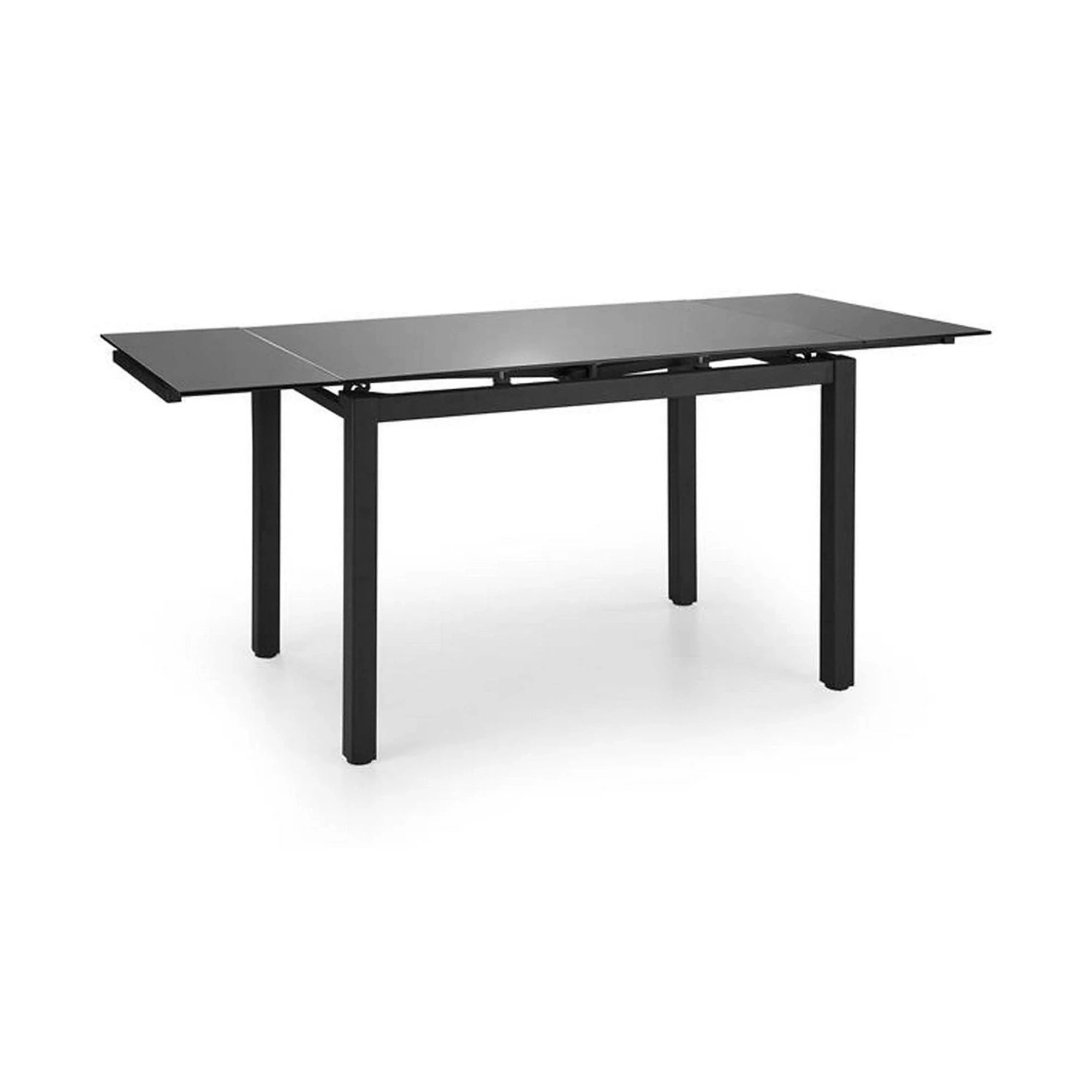 Set masa extensibila cu 4 scaune JASPER, gri/negru, stofa clasica/sticla/metal