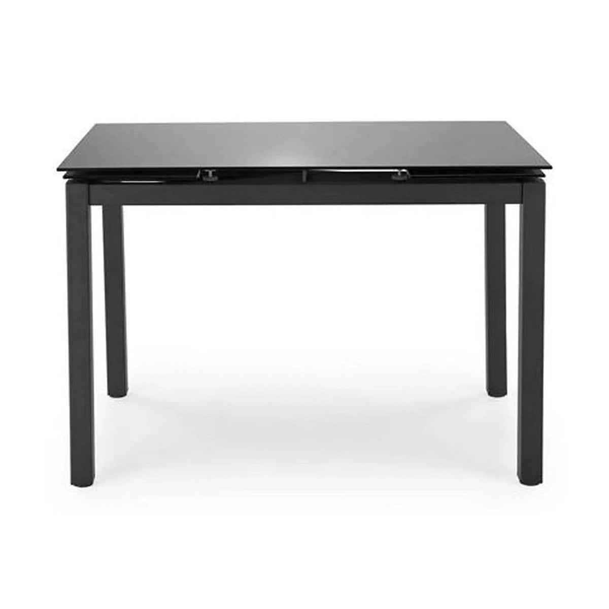 Set masa extensibila cu 4 scaune JASPER, gri/negru, stofa clasica/sticla/metal