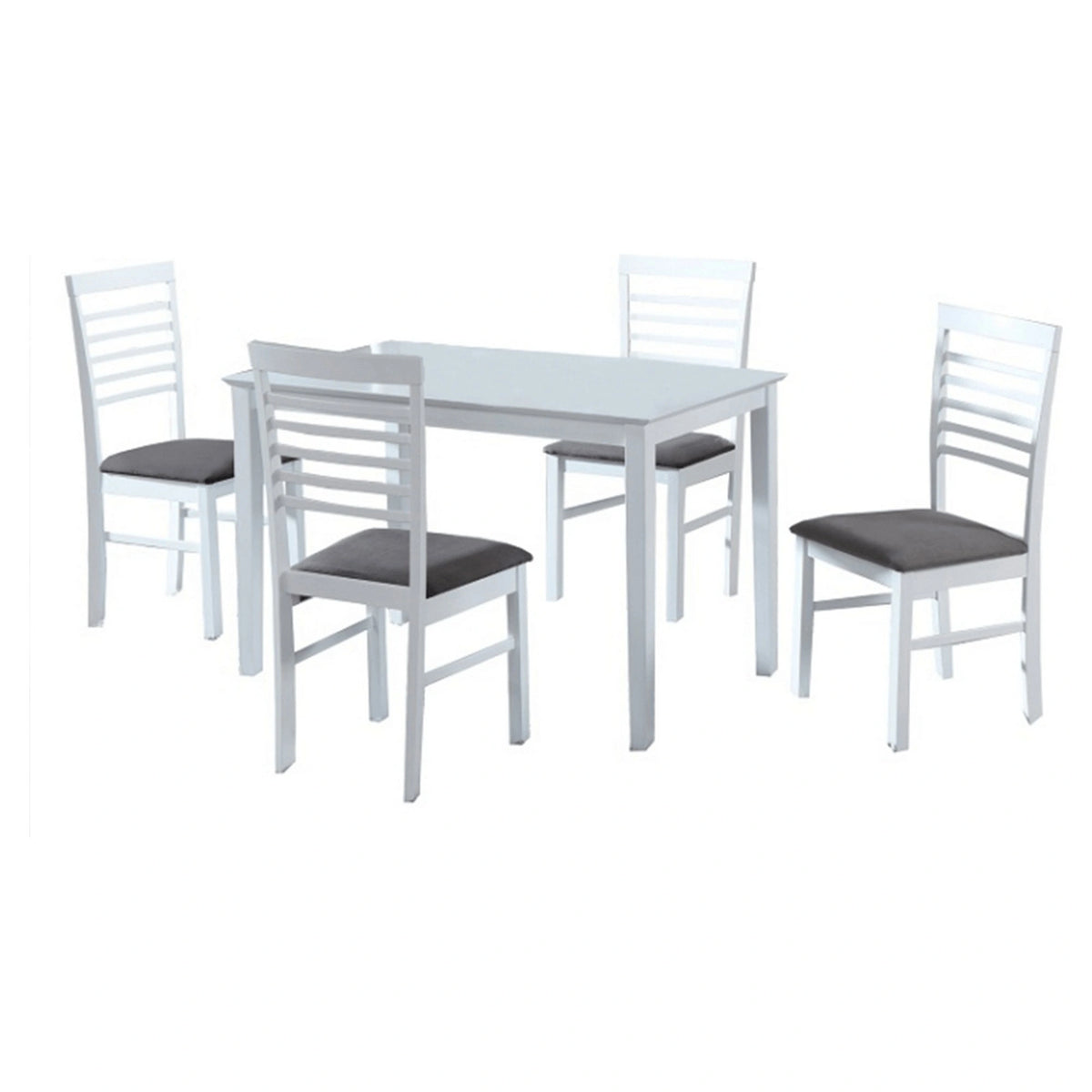 Set masa si 4 scaune BRISBO, alb/gri
