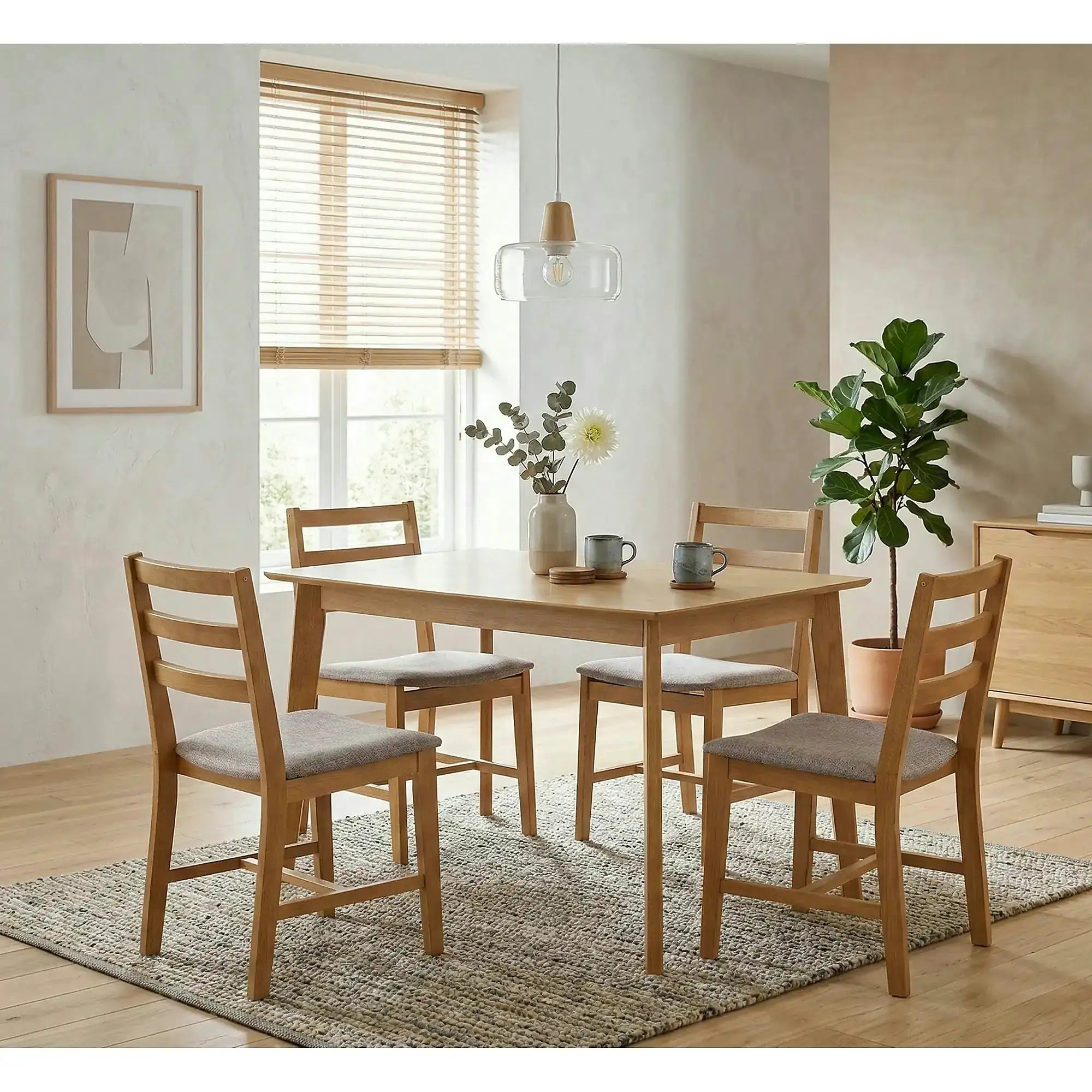 Set masa si 4 scaune CORDOBA, gri/stejar