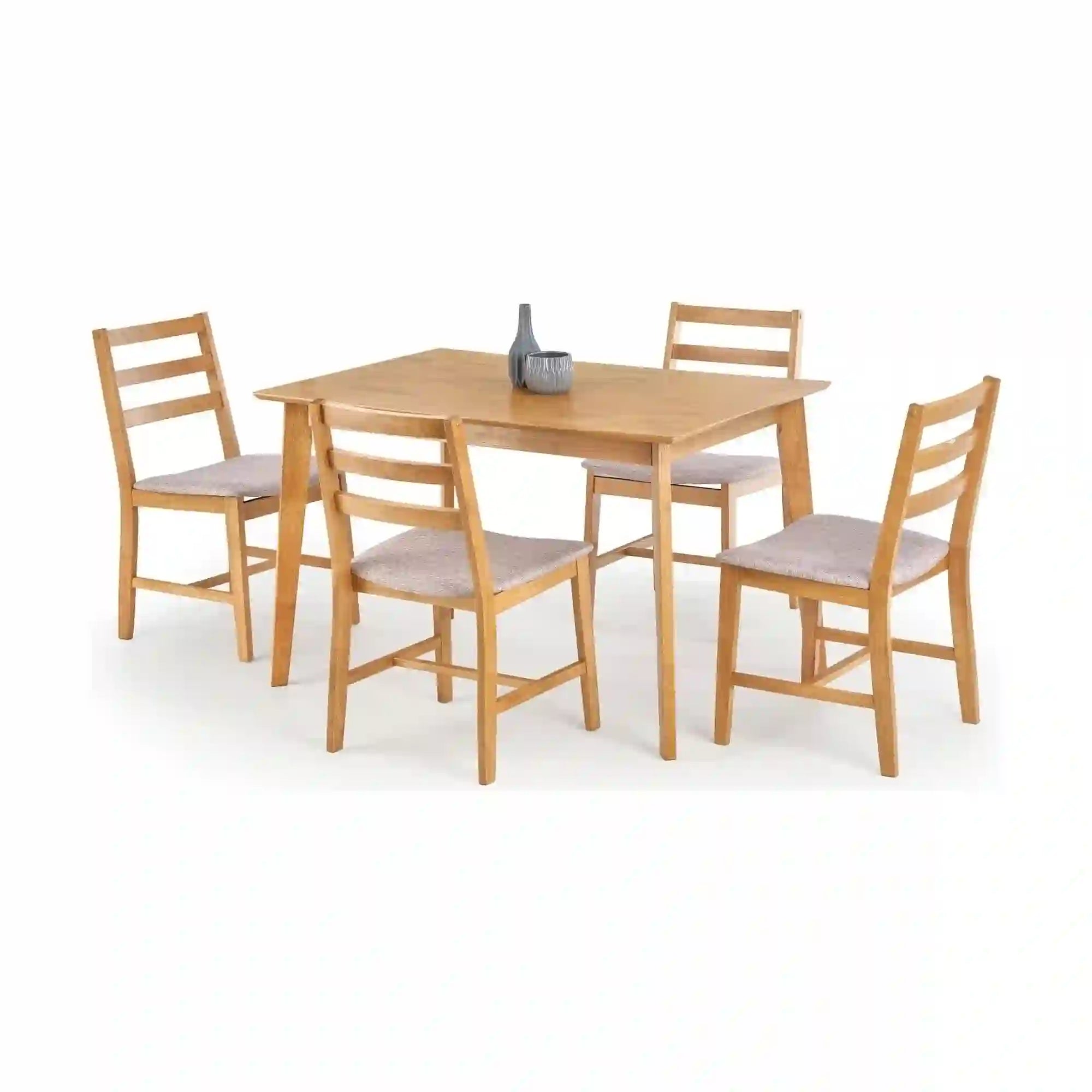 Set masa si 4 scaune CORDOBA, gri/stejar, stofa/lemn