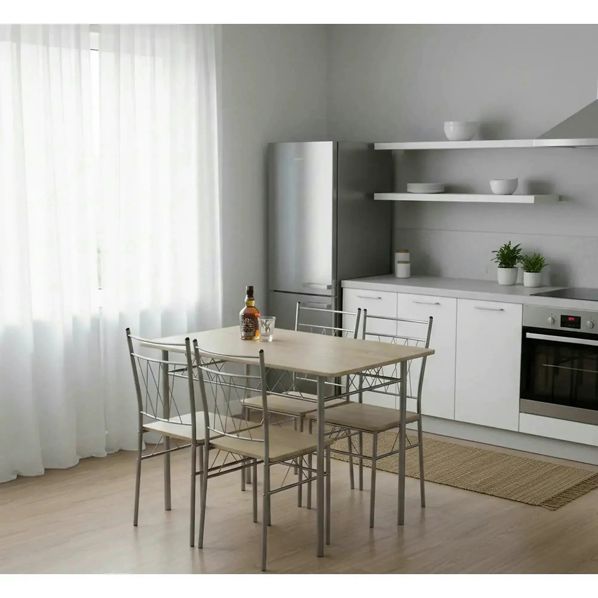 Set masa si 4 scaune FAUST, stejar sonoma