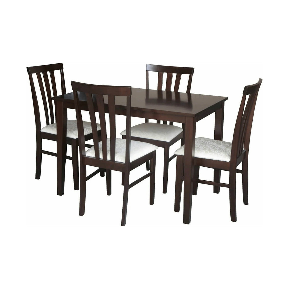 Set masa si 4 scaune LESLIE NEW, wenge/crem, lemn/material textil