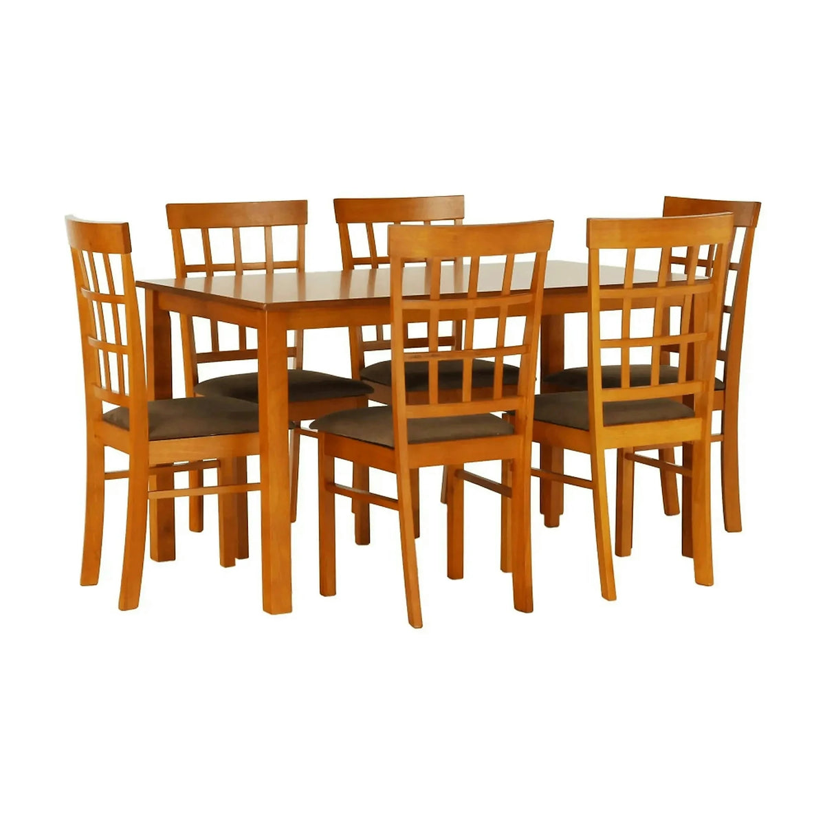 Set masa si 6 scaune GRID NEW, cires/maro