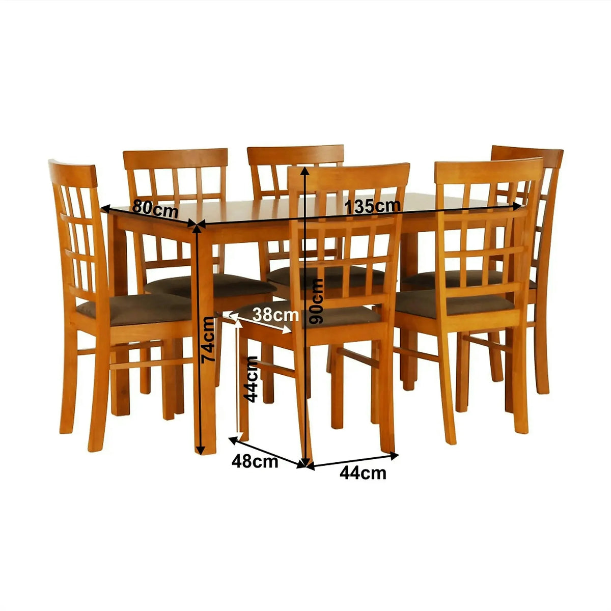 Set masa si 6 scaune GRID NEW, cires/maro