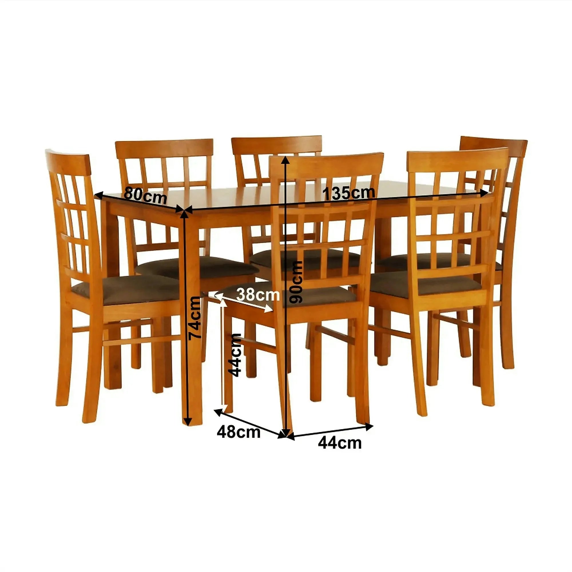 Set masa si 6 scaune GRID NEW, cires/maro