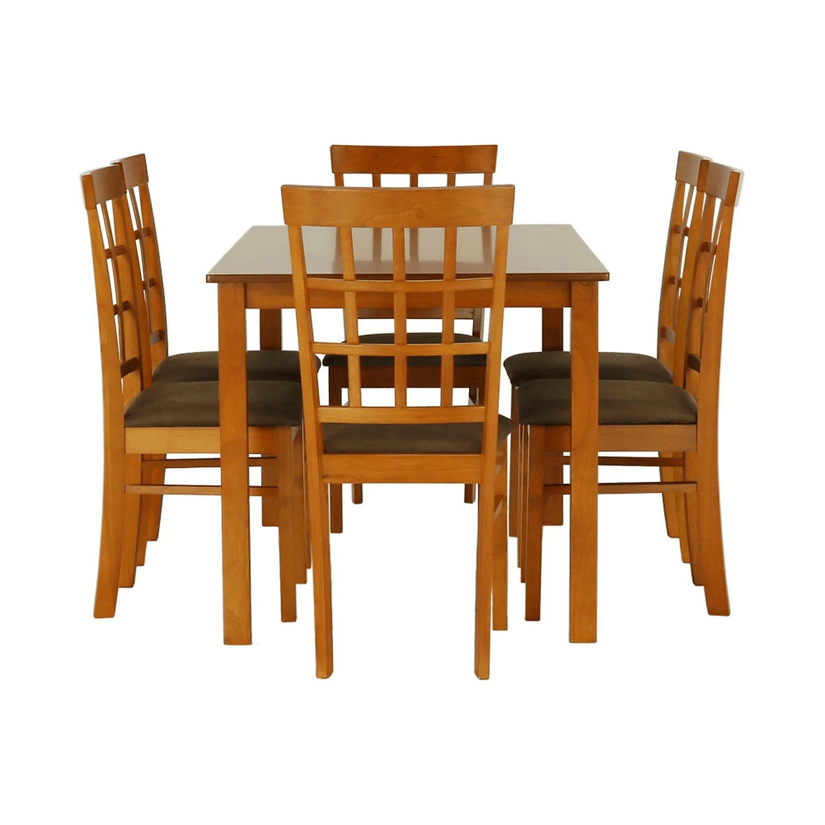 Set masa si 6 scaune GRID NEW, cires/maro