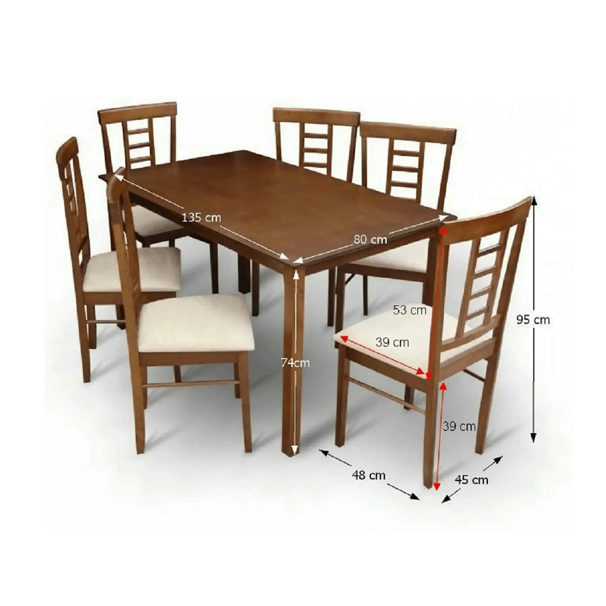 Set masa si 6 scaune OLEG NEW, nuc/bej