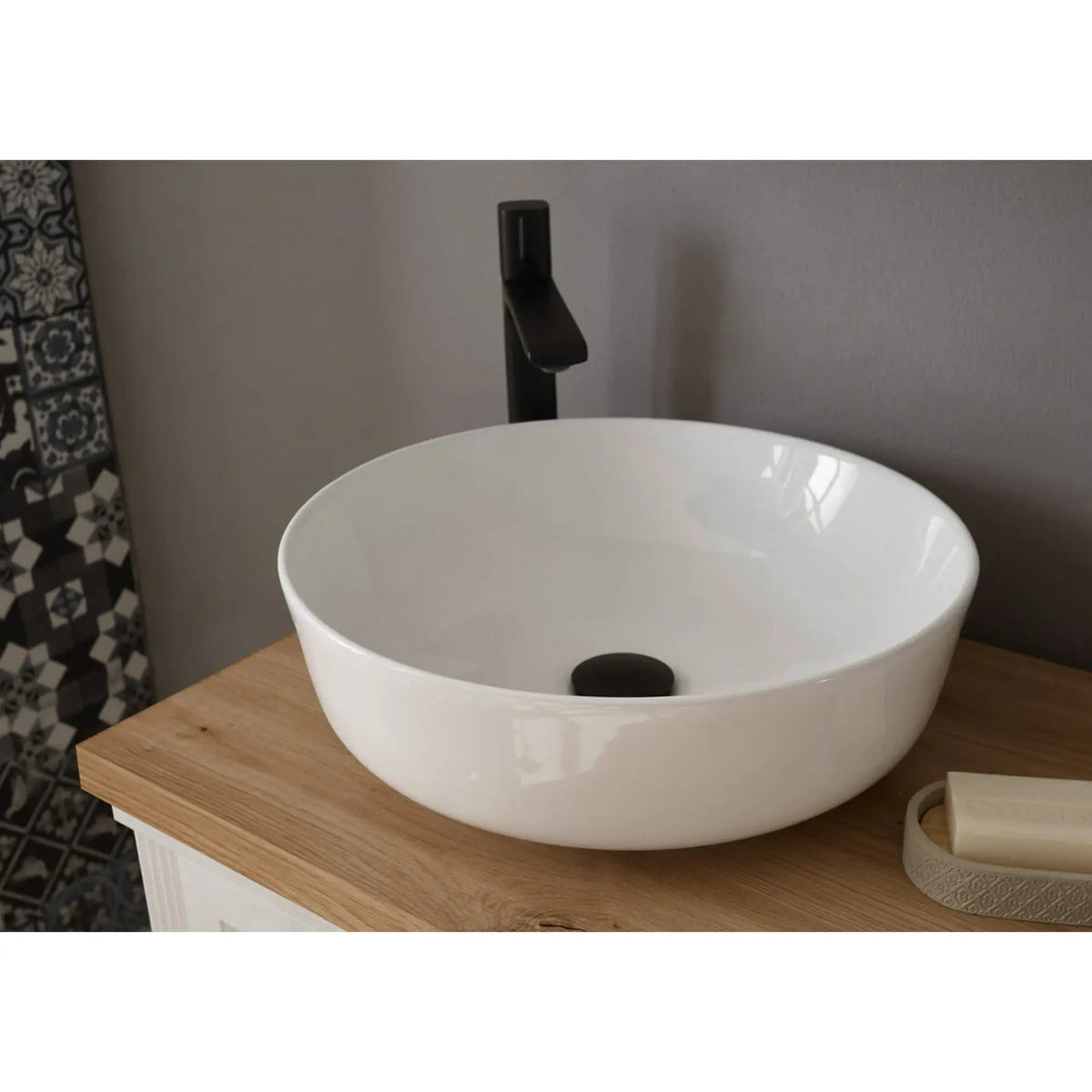 Set mobilier baie JASMIN, 5 piese, alb/stejar artisan, PAL
