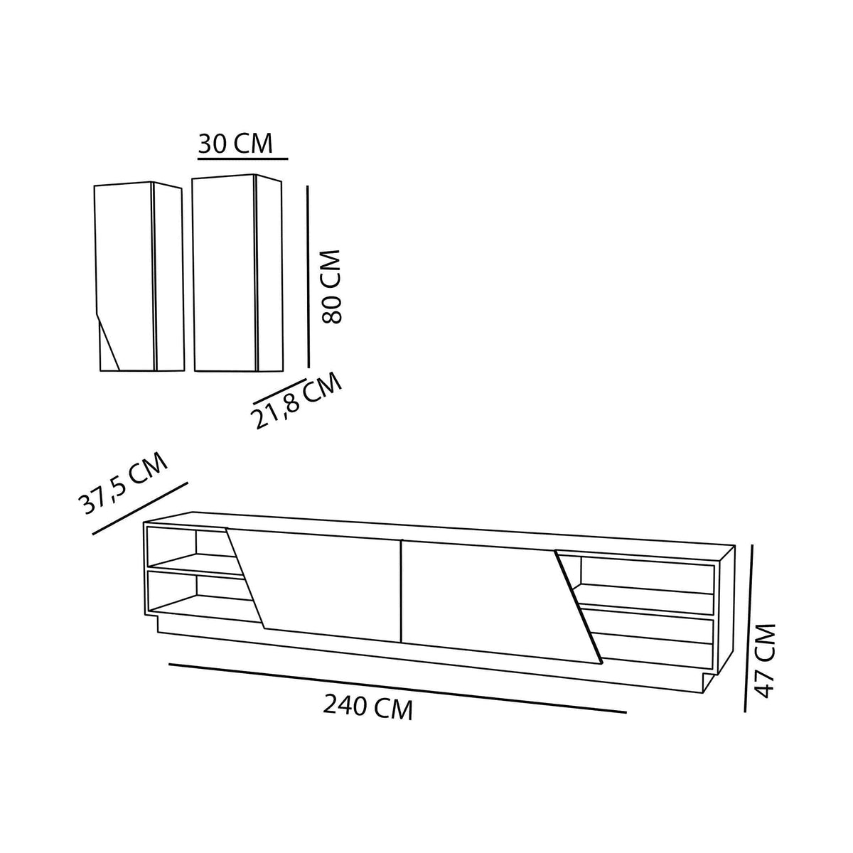 Set mobilier ZEBRA. stejar/negru mat, PAL melaminat, 3 piese