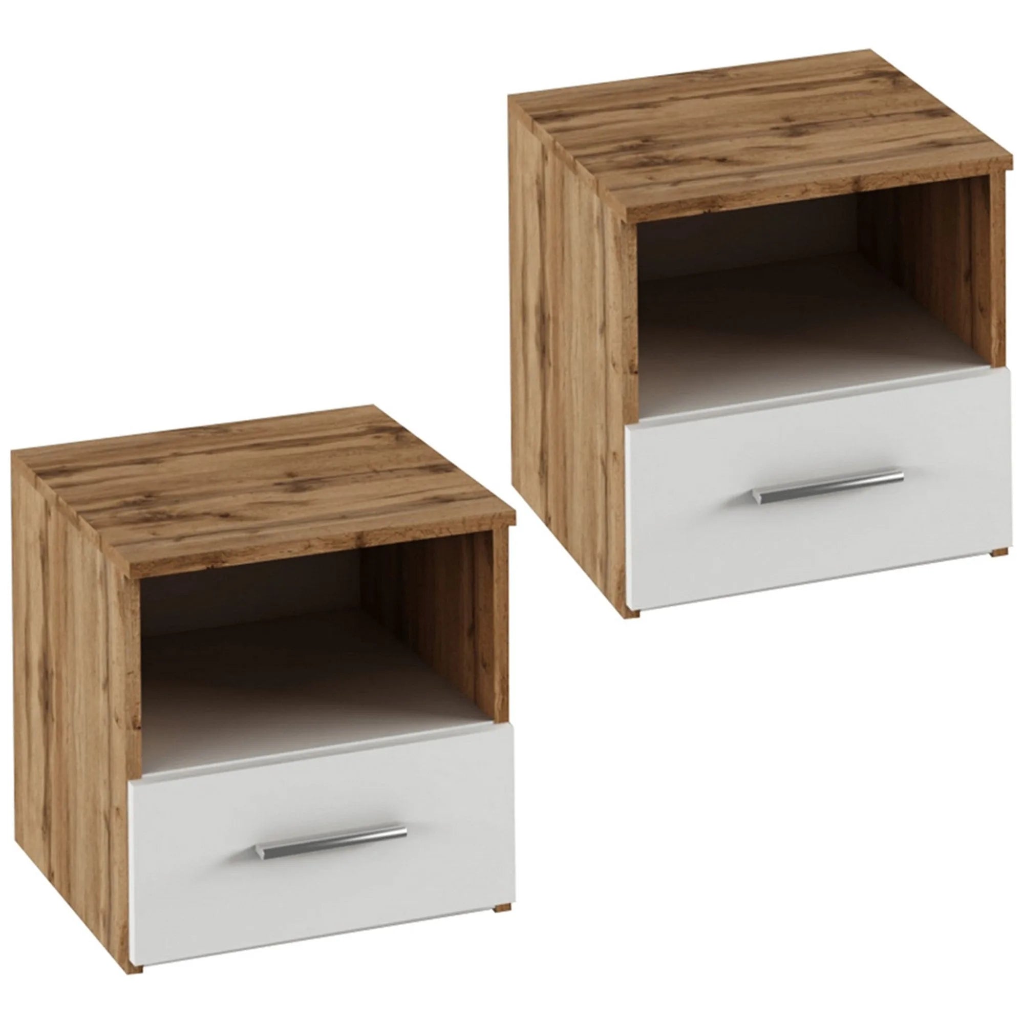 Set noptiere GABRIELA, stejar wotan/alb, PAL laminat, 42x38x40 cm