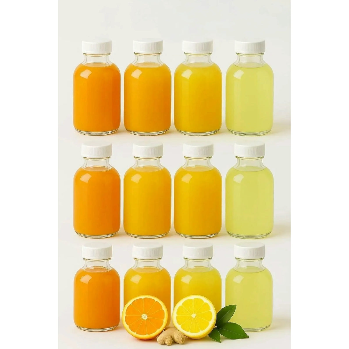 Set sticle TU-12BEYAZKAPAKLI, 12 piese, transparent/alb, sticlă, 50 ml
