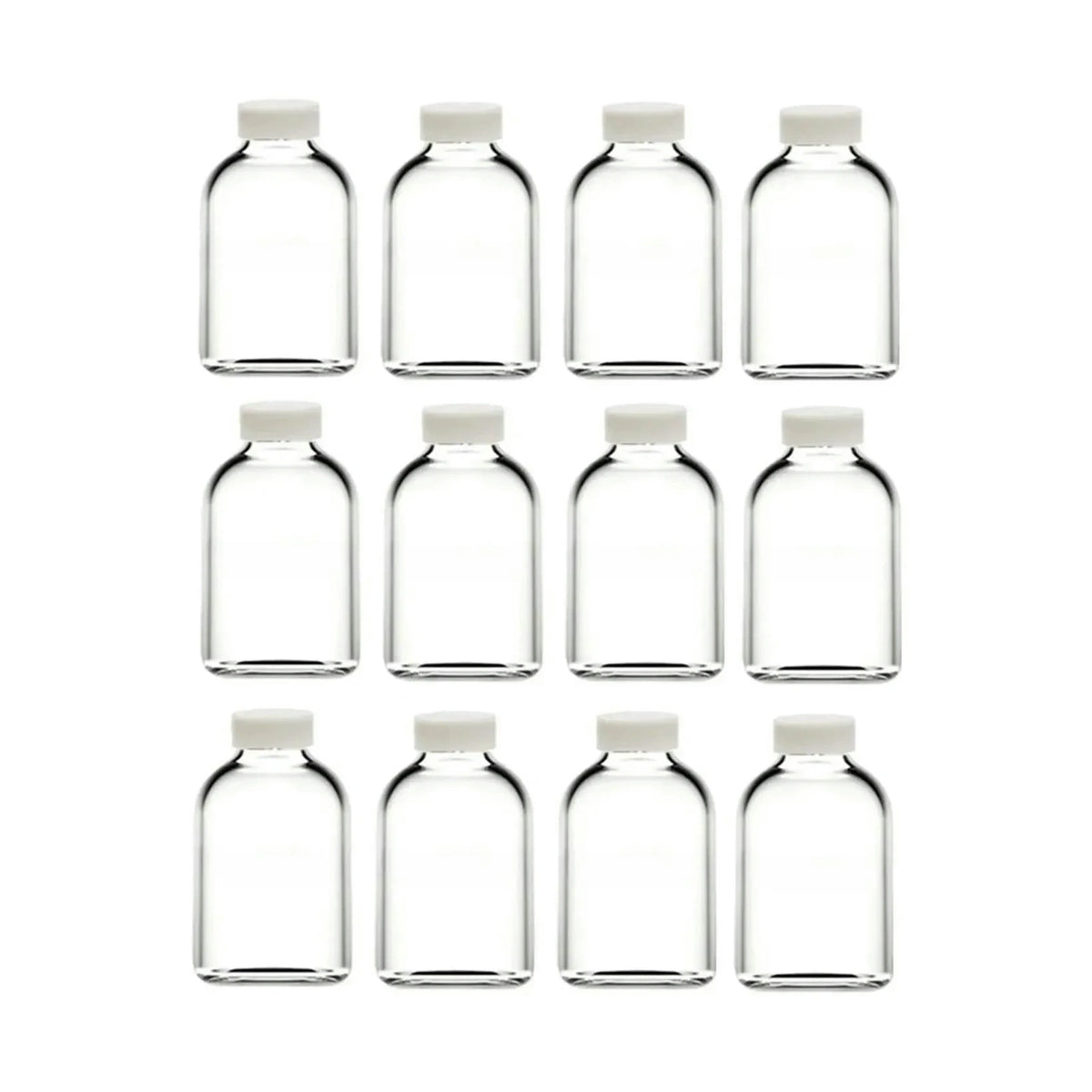 Set sticle TU-12BEYAZKAPAKLI, 12 piese, transparent/alb, sticlă, 50 ml