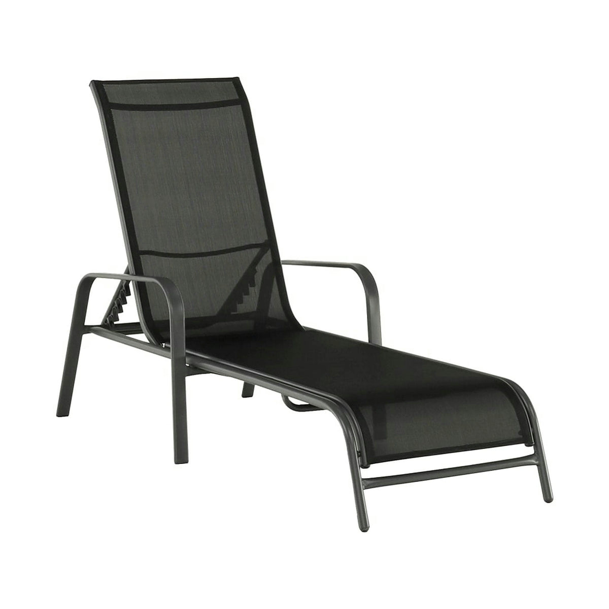 Sezlong gradina ATREO, negru/gri, material textil/metal, 64x161x48/100 cm