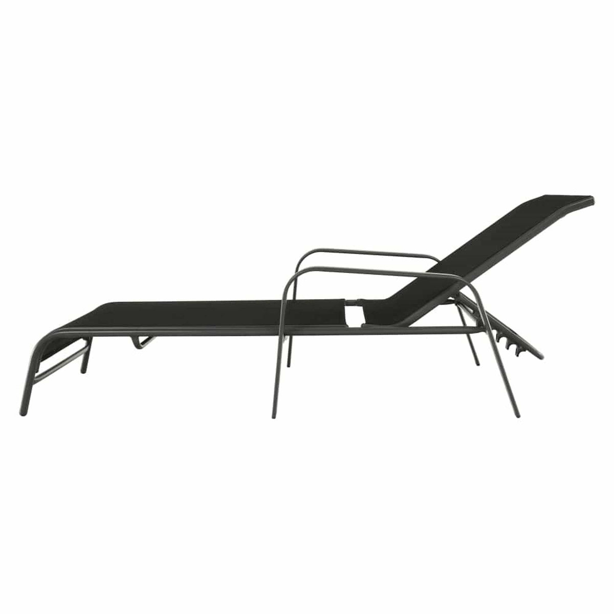 Sezlong gradina ATREO, negru/gri, material textil/metal, 64x161x48/100 cm