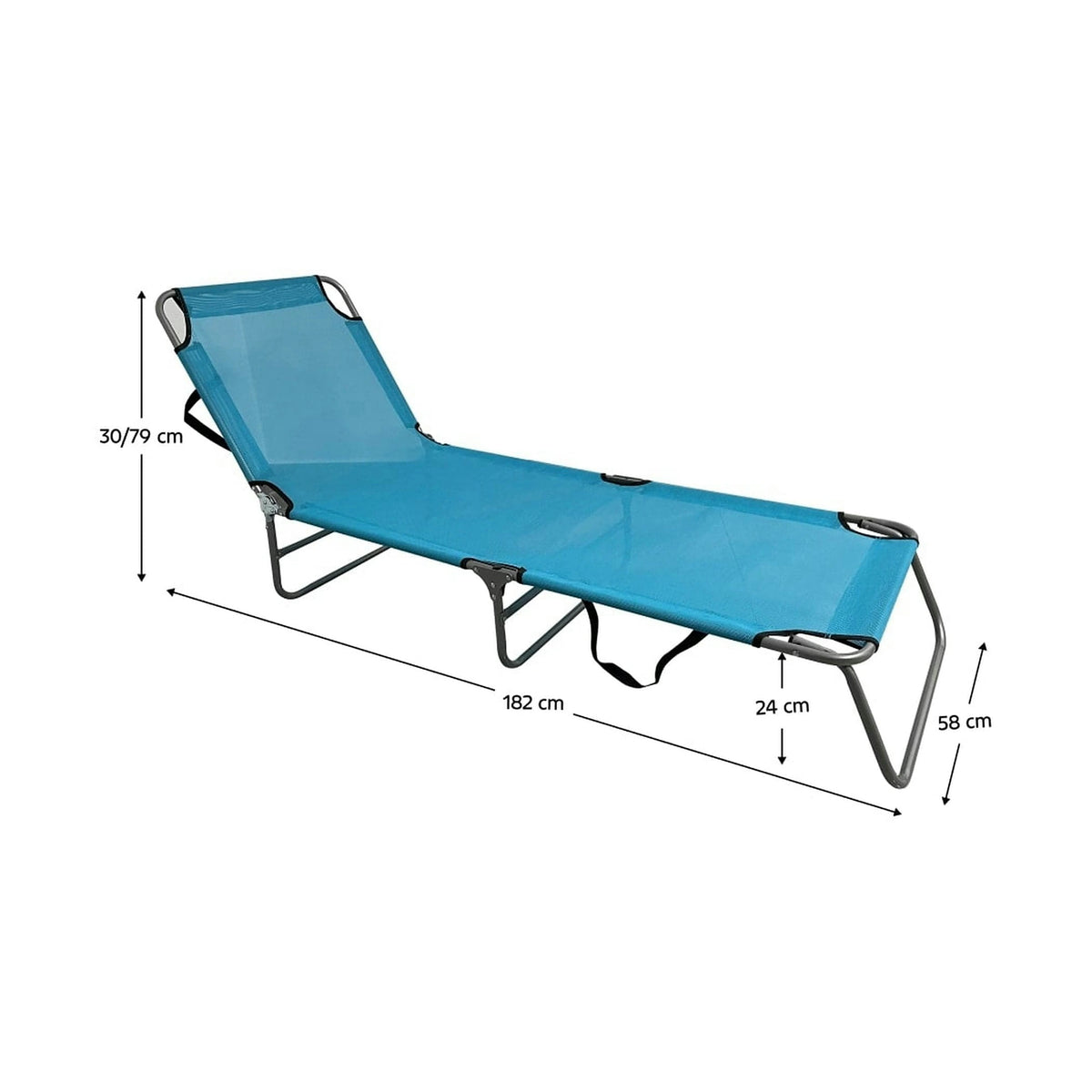 Sezlong gradina KELEO, gri/albastru deschis, plasa/otel, 58x182x79 cm