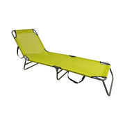 Sezlong gradina KELEO, gri/verde, plasa/otel, 58x182x79 cm