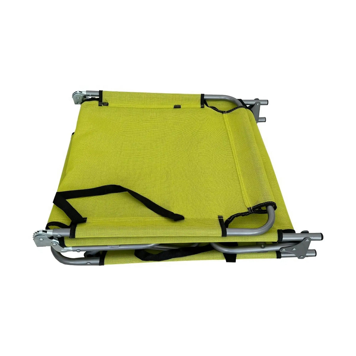 Sezlong gradina KELEO, gri/verde, plasa/otel, 58x182x79 cm