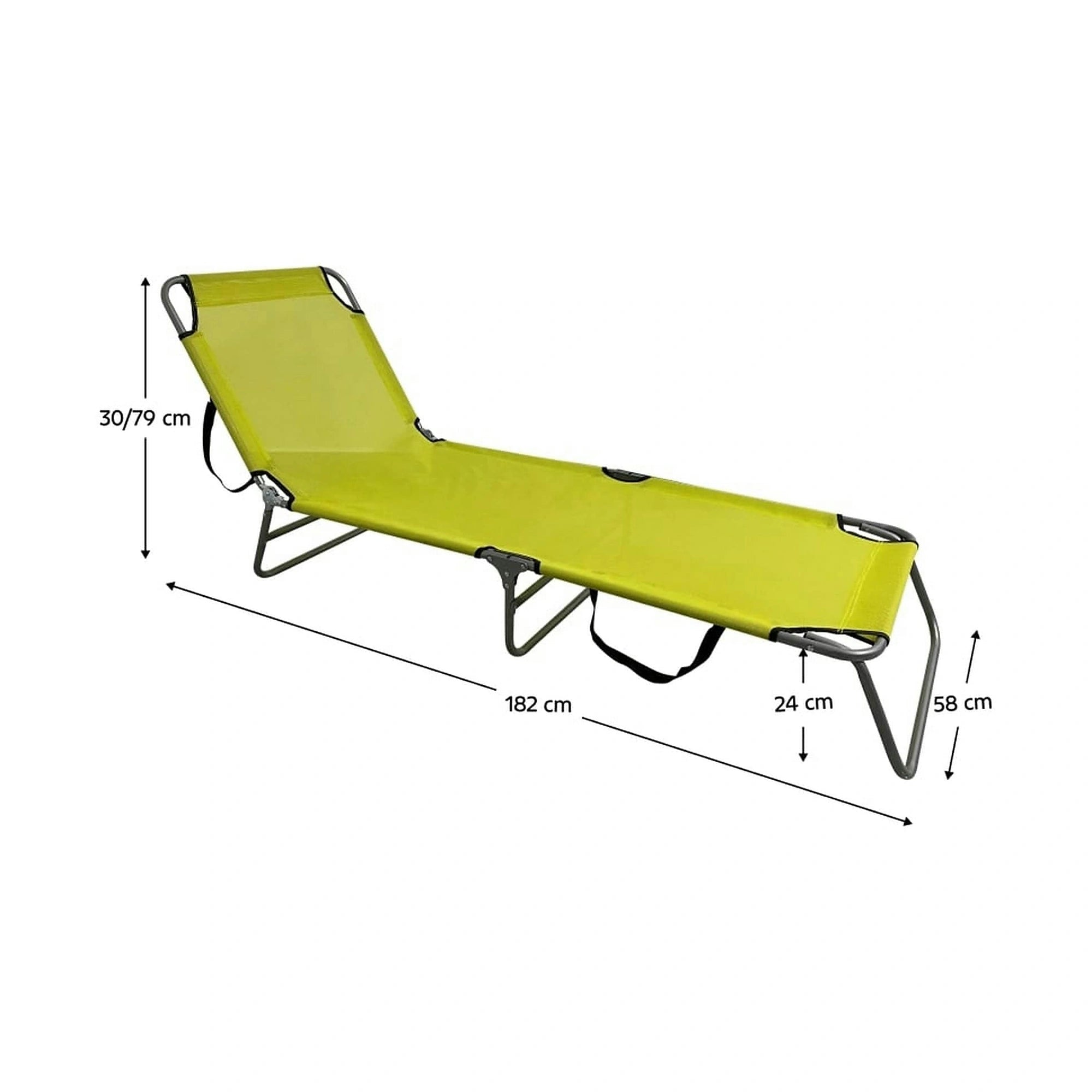 Sezlong gradina KELEO, gri/verde, plasa/otel, 58x182x79 cm