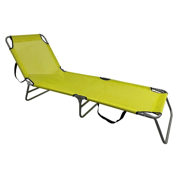 Sezlong gradina KELEO, gri/verde, plasa/otel, 58x182x79 cm