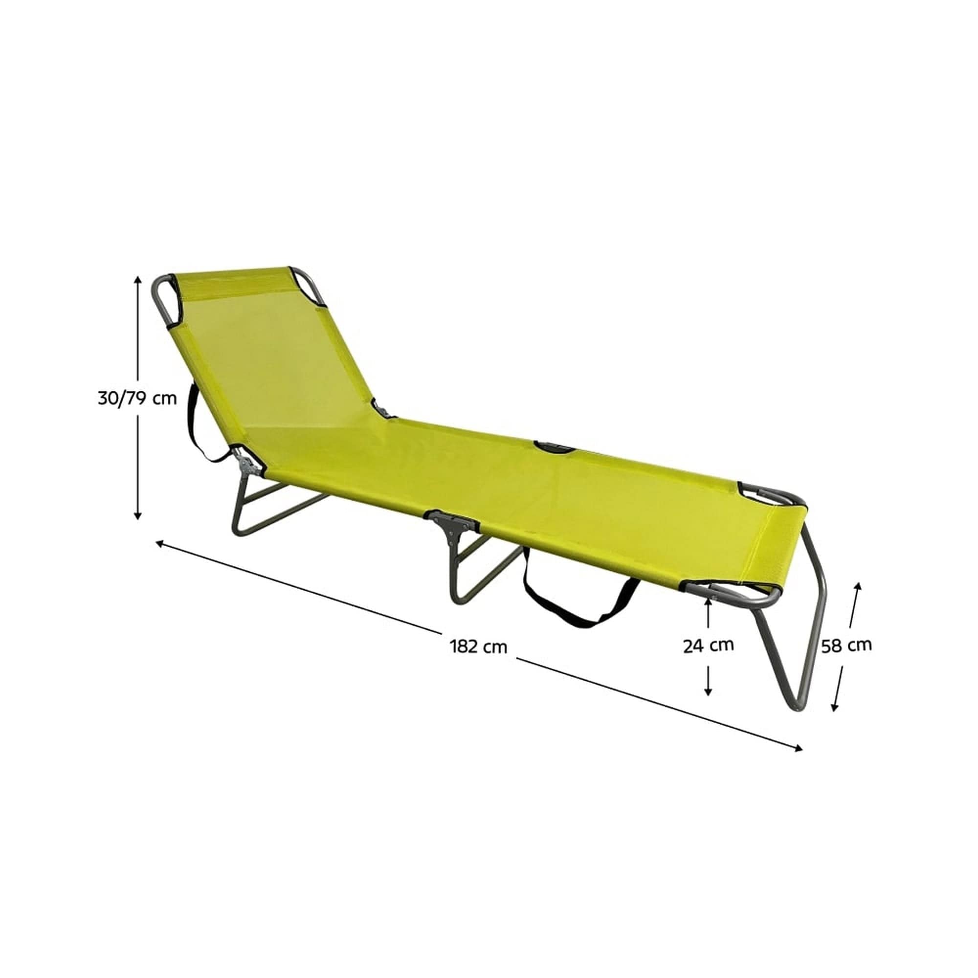 Sezlong gradina KELEO, gri/verde, plasa/otel, 58x182x79 cm