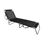Sezlong gradina KELEO, negru/gri, plasa/otel, 58x182x79 cm