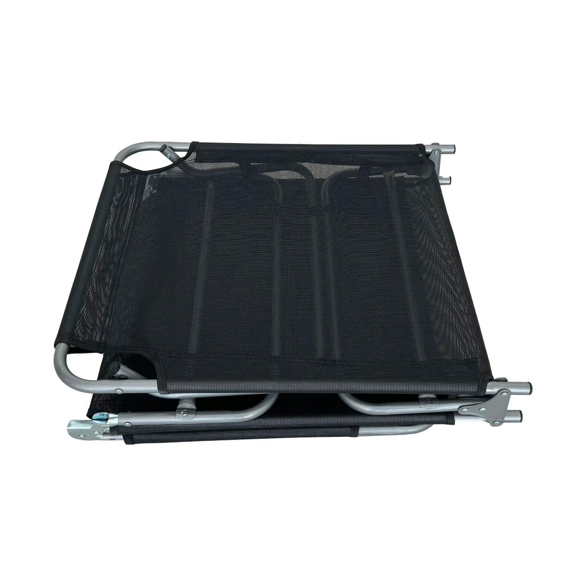 Sezlong gradina KELEO, negru/gri, plasa/otel, 58x182x79 cm