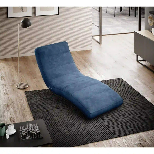 Sezlong KOBE, stofa catifelata albastru - Monolith 77, reglaj electric, 75x158/178x58/86 cm