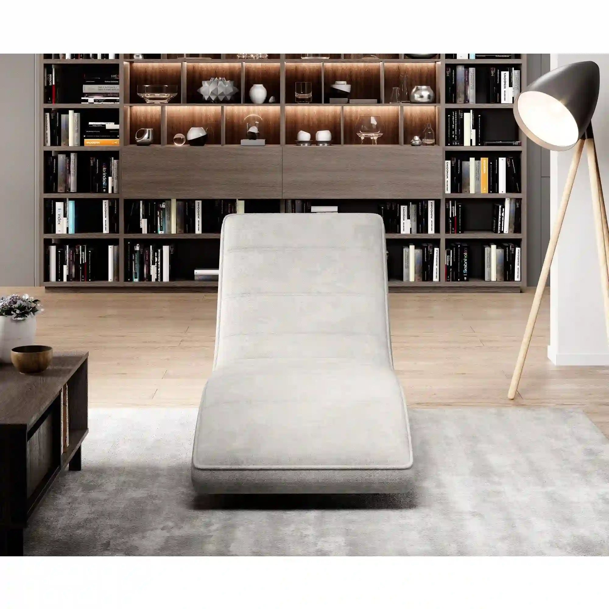 Sezlong MINT, stofa catifelata gri - Monolith 92, 78x168x83 cm