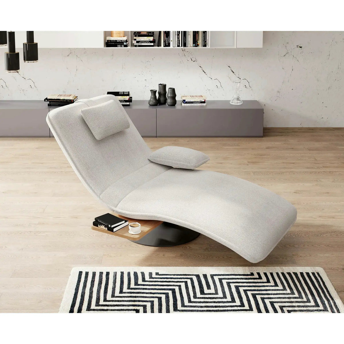 Sezlong rotativ EVO, stofa clasica bej - Austin 2, 78x163x86 cm