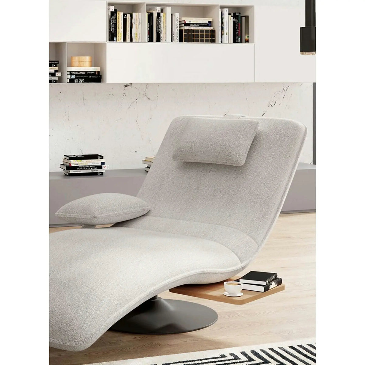 Sezlong rotativ EVO, stofa clasica bej - Austin 2, 78x163x86 cm