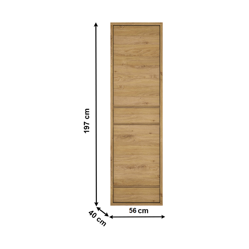 Dulap SHELDON TIP 10, stejar, PAL laminat, cu 2 usi si 2 sertare, 56x40x197 cm